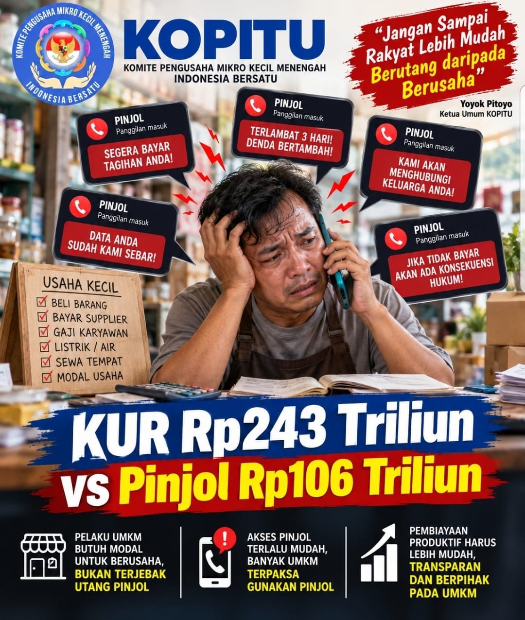 KUR Rp243 Triliun vs Pinjol Rp106 Triliun, Ketum KOPITU: Jangan Sampai Rakyat Lebih Mudah Berutang daripada Berusaha