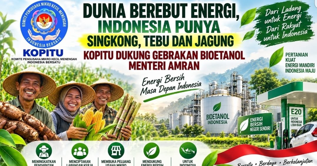 Dunia Berebut Energi, Indonesia Punya Singkong, Tebu dan Jagung: KOPITU Dukung Gebrakan Bioetanol Menteri Amran